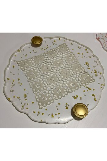 Pelince Lace Transparent Epoxy Tray Series (Handcrafted Lace Detail - 30 cm)