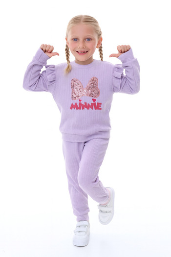 minikiss 3Pcs Two-Piece Seasonal Printed Top and Bottom Girls' Two-Piece Set