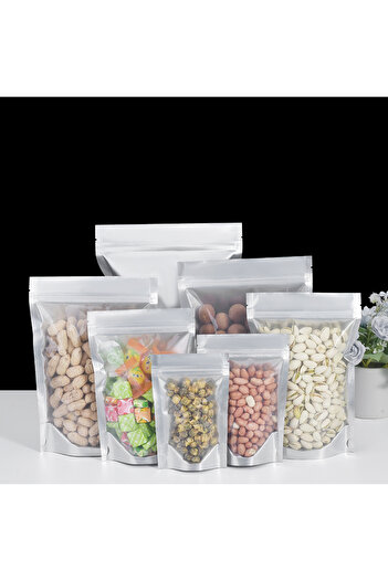 Gerçektrend Transparent Metallized Ziplock 1000Gr 20X30 cm Doypack 100 Pcs Open-Close Ziplock Standing Pouch