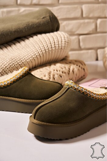 Joana Women's Green Suede Leather Mules