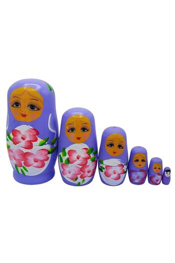 Dünyadan Hediyeler Wooden Matryoshka Doll Set of Six Purple