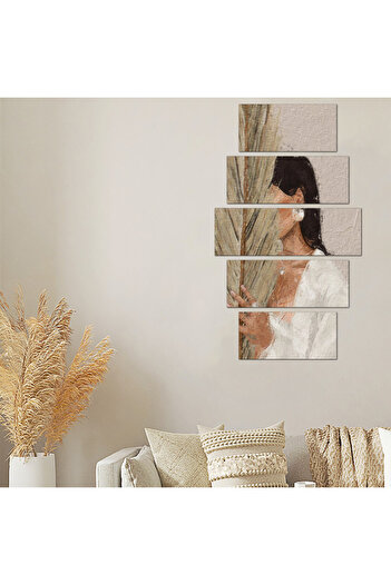 Generic Wall panel - Woman drawing - 21024-1 - divided into five graduated pieces - 1