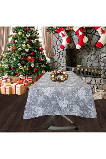 Kotonia Home Tablecloth Winter 11, 100% cotton, gray with Christmas motifs, 180x180 cm