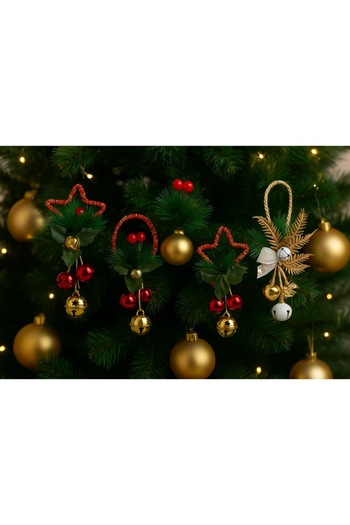 OEM Christmas Tree Decoration, Handmade, Special Model, With Bells, Star Shape, Textile/