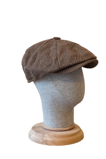 Rupen Kraft Standard Winter Wool British Cap Draped Peaky Blinders Cap Herringbone Cap with Elastic Back