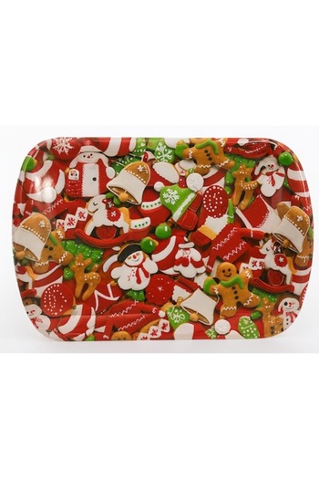 OEM Serving/decorative tray with Christmas pattern, Thick and Scratch-Resistant Plastic, Rectangular, 46