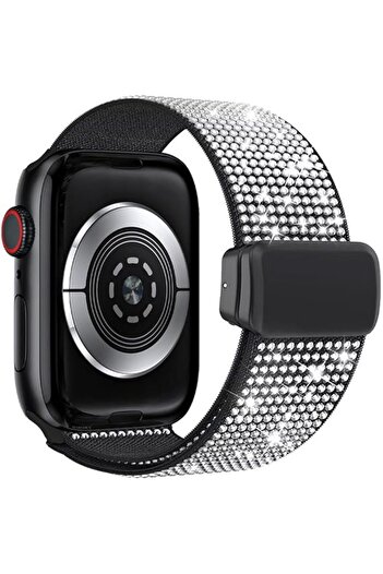 Margoun Elastic Watch Band Stretchy Nylon Strap for Apple Watch, Sparkle Nylon Strap, 38-49mm, Compa