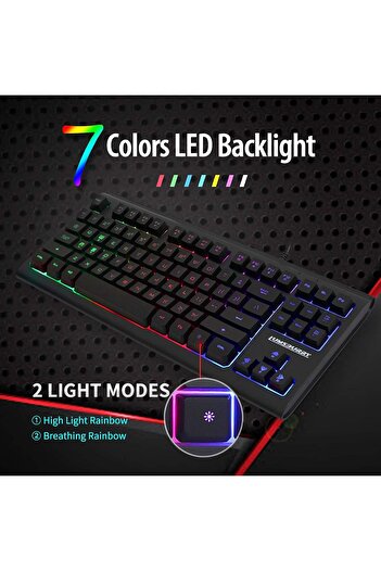 mazn Lamzberry Rainbow LED Backlit Gaming Keyboard, 87