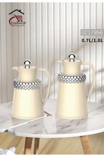 AL OSTORAH Legend Silver Tea and Coffee Thermos Set 0.7+1 Liter