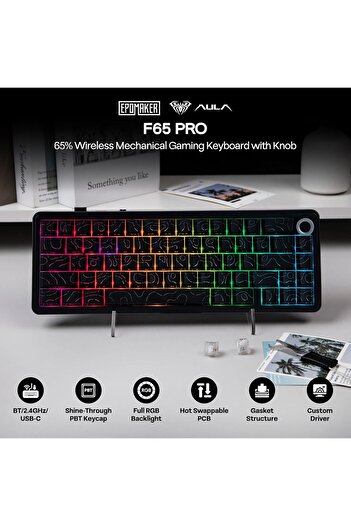 Epomaker X AULA F65 PRO Wireless Mechanical Gaming Keyboard (Black Topographic, Icesoul Switch)