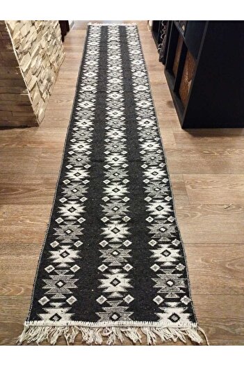 OEM Traditional carpet, size 60 x 300 cm, gray and white, RUSTIC 2 model