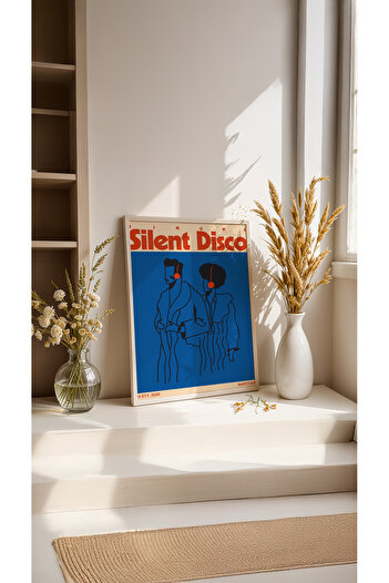 Push Studio Silent Disco Poster - Doğal Ahşap Çerçeveli Tablo