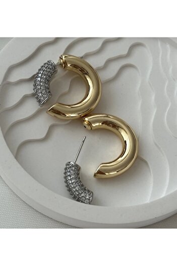 mibrillo Cranberry Sorbet Nature Earring Zircon Stone Hoop Earrings