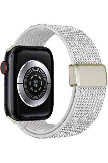 Margoun Elastic Watch Band Stretchy Nylon Strap for Apple Watch, Sparkle Nylon Strap, 38-49mm, Compa
