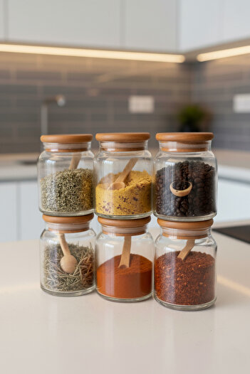 Dia 6-Piece Ayous Vacuum Sealed Luxury Spice Container Set with Spoon