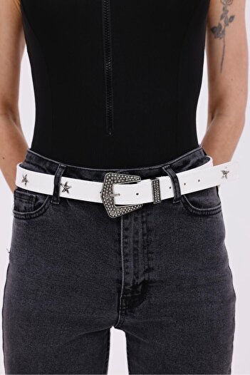 Mynoa Star Patterned Women's Belt, Trouser Belt, Jacket Belt