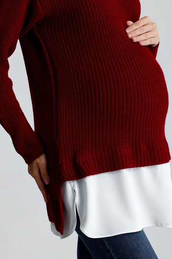 KATLİN MATERNİTY WEAR Maternity Tunic Thick and Lycra Knit Fabric, Skirt with White Garnish Detail