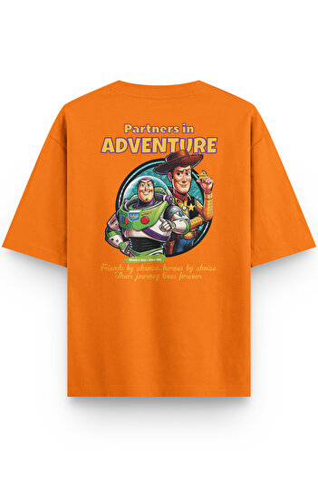 Overoz Toy Story T-Shirt Semi-Oversize Back Printed Orange Toy Story Tshirt 1391