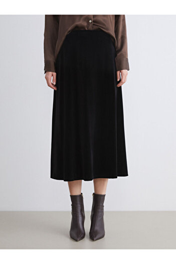 LC Waikiki A-Line Velvet Skirt with Elastic Waist