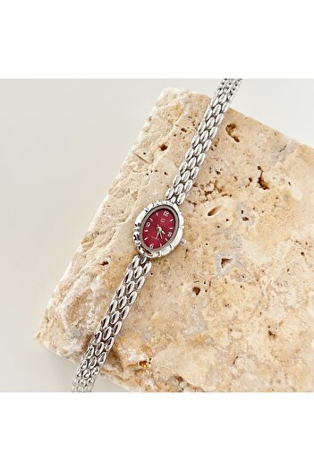 Vesce Atelier Magnor Silver Burgundy Watch