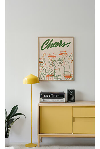 Push Studio Cheers Poster - Doğal Ahşap Çerçeveli Tablo