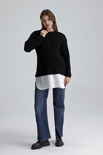 KATLİN MATERNİTY WEAR Maternity Tunic Thick and Lycra Knit Fabric, Skirt with White Garnish Detail
