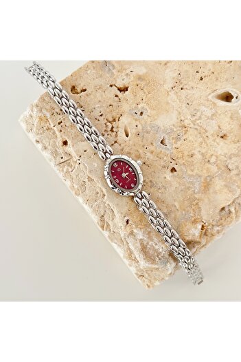 Vesce Atelier Magnor Silver Burgundy Watch