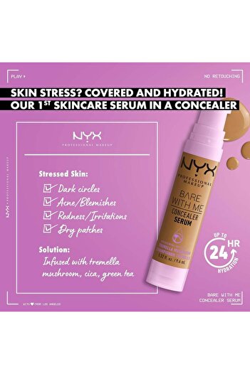 NY Bare With Me Concealer Serum, 24-Hour Hydration - 9.6 ml