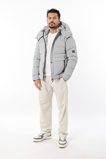Rodrigo Men's Inflatable Tight Fiber Filling Detachable Hood Thick Winter Coat