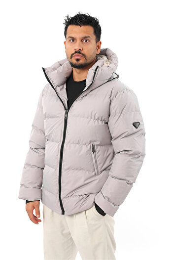 Rodrigo Men's Inflatable Tight Fitting Fiber Cold-Proof Hooded Thick Coat