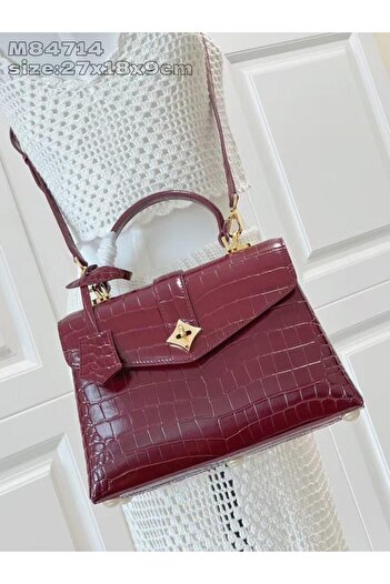Noname Luxury Louis Vuitton-like women's bag in a stylish shiny burgundy color