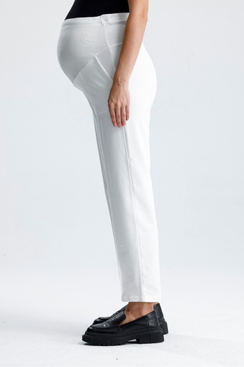 KATLİN MATERNİTY WEAR Maternity Adjustable Waist Sweatpants, Lycra Cotton Blend Fabric, High Waist, Front Seam Detail