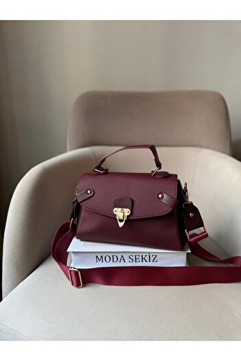 Moda Sekiz Women's Wide Crossbody Strap and Shoulder Bag with Clip Detail
