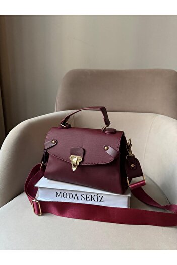 Moda Sekiz Women's Wide Crossbody Strap and Shoulder Bag with Clip Detail