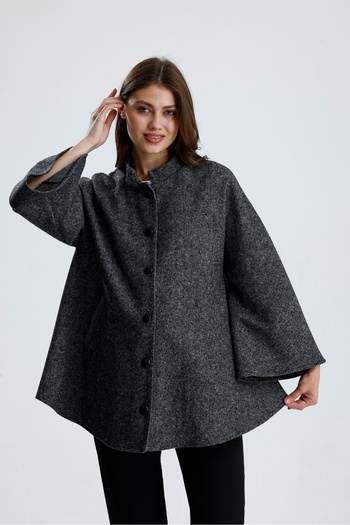 KATLİN MATERNİTY WEAR Maternity Cashmere Fabric Poncho Jacket, Wool Cotton Blend Material, Sleeves with Spanish Court Collar Detail