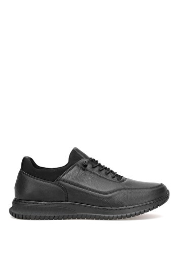 Ayakkabı Fuarı Ανδρικά παπούτσια Casual από γνήσιο δέρμα Elit SLBBR608 Μαύρα