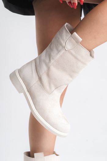 SEEM & BE Γυναικείες μπότες με κορδόνια Victoria Suede Beige