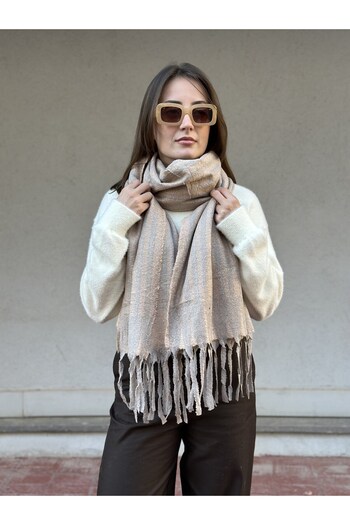 novon Florence Studio Exclusive Cashmere Touch Cashmere Textured Special Design Women's Scarf / Shawl (200 X 70 cm)