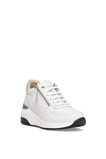 Mammamia D25Ka-7300 Women's Genuine Leather Wedge Heel Shoes White
