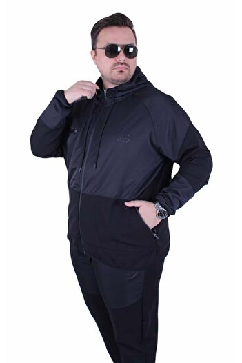 Starbattal Large Size Double Face Coated Tracksuit Set M.G Tk25608 Black