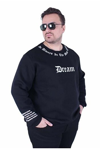 Starbattal Large Size Crew Neck 3Ip Sweat Dream 25715 Black