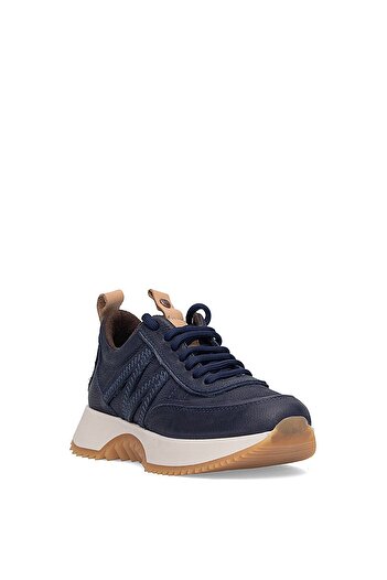 Mammamia D25Ka-3700 Women's Genuine Nubuck Leather Casual Shoes Navy Blue