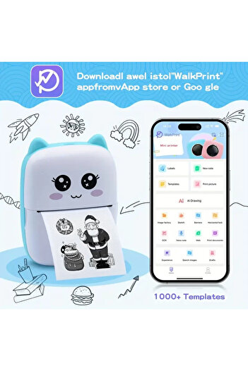shopwave Portable Printer, Mini Pocket Wireless Thermal Printer Suitable for Android Ios Smartphones, Bt Mür