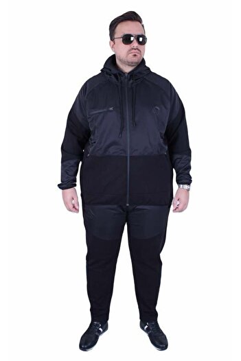 Starbattal Large Size Double Face Coated Tracksuit Set M.G Tk25608 Black