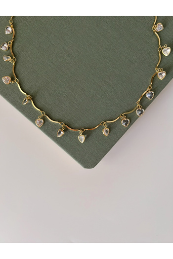 Store Kalp Sallantılı Çelik Choker Kolye