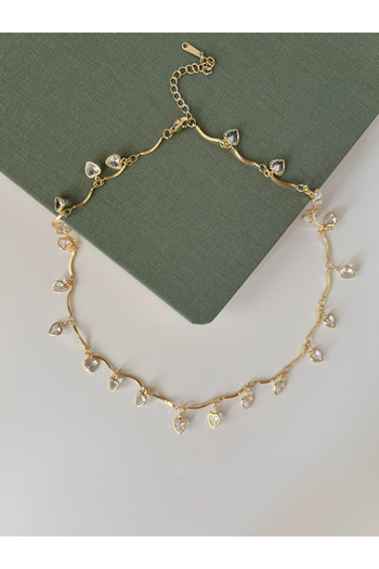 Store Kalp Sallantılı Çelik Choker Kolye