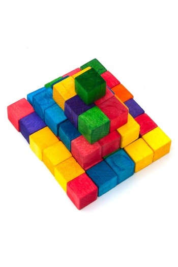 SHOPIENS Wooden Cube Set, Arts & Crafts, 1.5x1.5 cm, 49 Pieces, Multicolor, MYONNA IT & E- COMMERCE ®