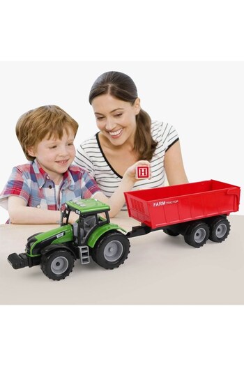 SHOPIENS Toy Tractor with Trailer, Sounds and Lights, Plastic, Green/Red, MYONNA IT & E- COMMERCE ®
