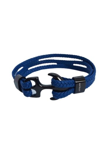 MATELOT - Brățară nautică model ancoră, casual, model împletit albastru, 21 cm