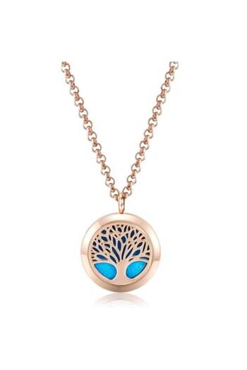 DROPY Aroma Diffuser Necklace for Essential Oils, Tree of Life Model, 65 cm Chain, Felt Discs Includ